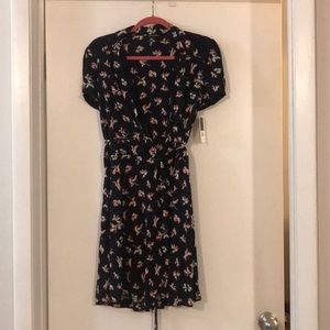 Juicy Couture Navy Silk Floral Wrap Dress
